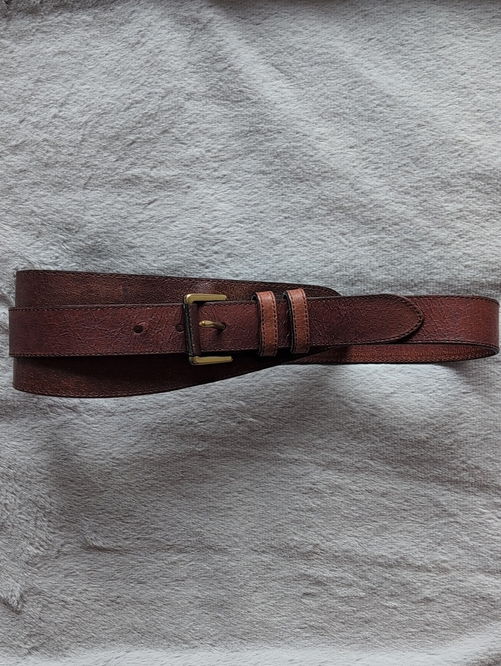 Joan & David Brown Leather Belt with Brass Buckle